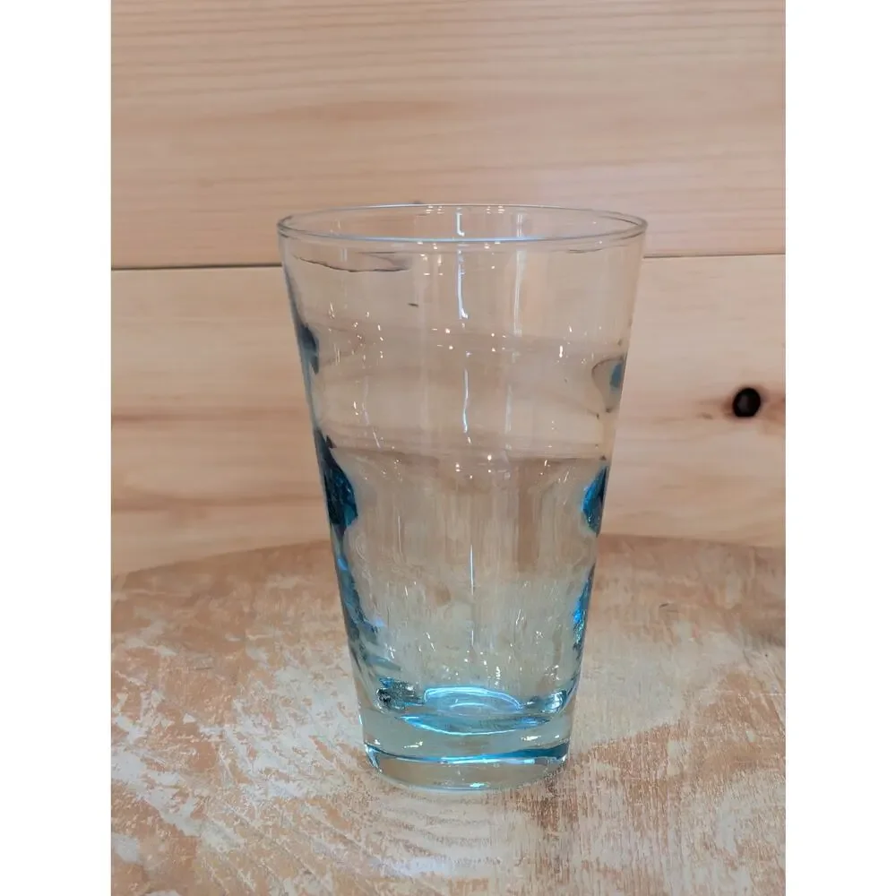 Set of 4 Vintage Libbey Ripple Aqua Saturn Optic Drinking Glasses